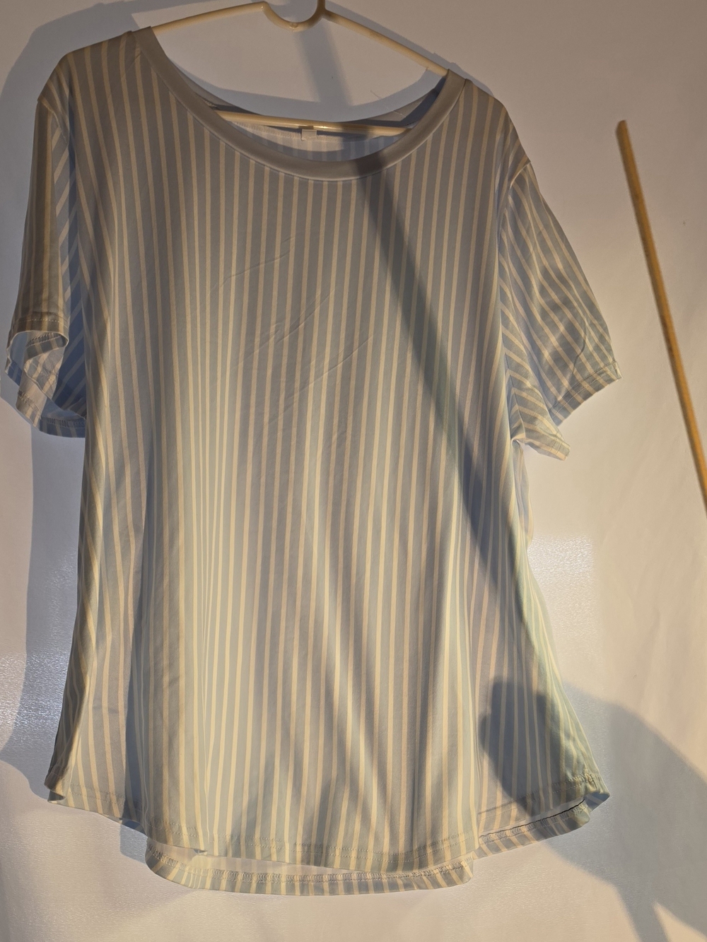 Women’s Short Sleeve Striped Tee - Light Blue & White